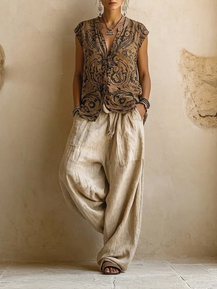 Colombe | Women's Cotton Linen 3-Piece Set, Relaxed Co-Ord