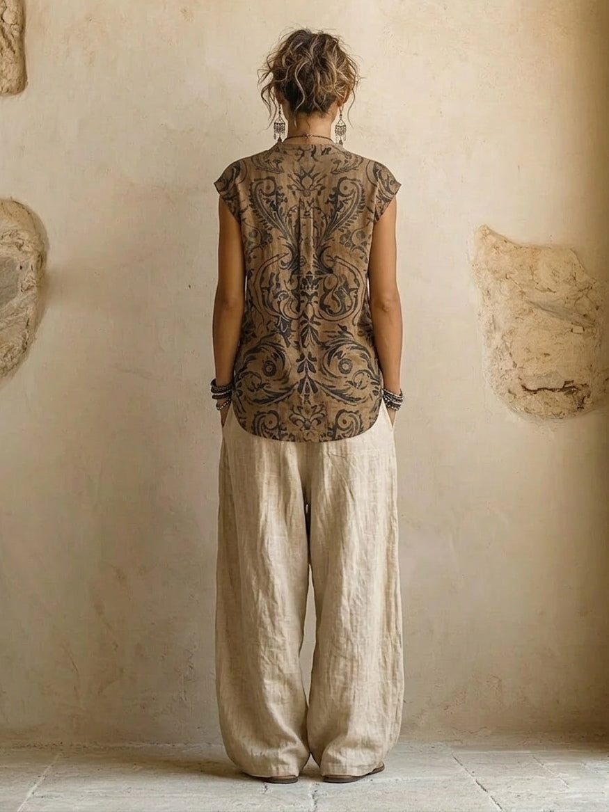 Colombe | Women's Cotton Linen 3-Piece Set, Relaxed Co-Ord