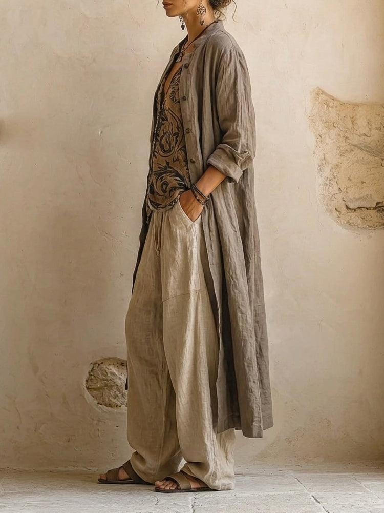 Colombe | Women's Cotton Linen 3-Piece Set, Relaxed Co-Ord
