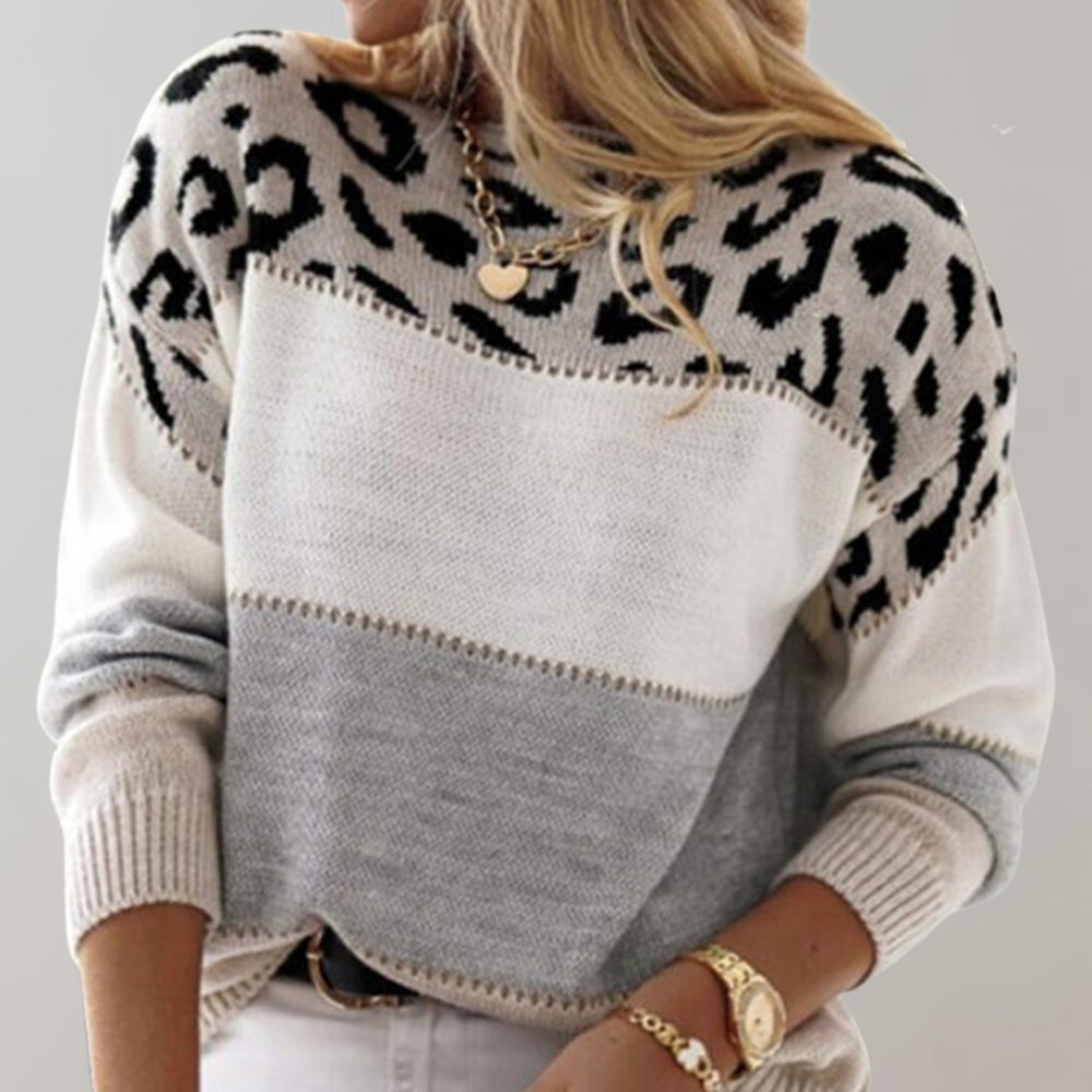 Rosie | Women's Leopard Print Sweater, Trendy Winter Knit