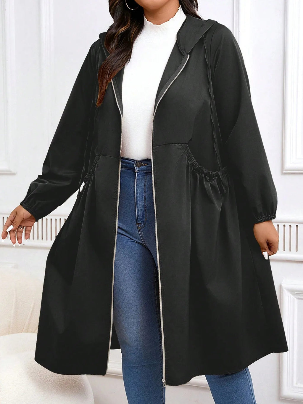 Wendy | Women's Comfortable Plus Size Hooded Coat Belly Friendly Fit Autumn Winter