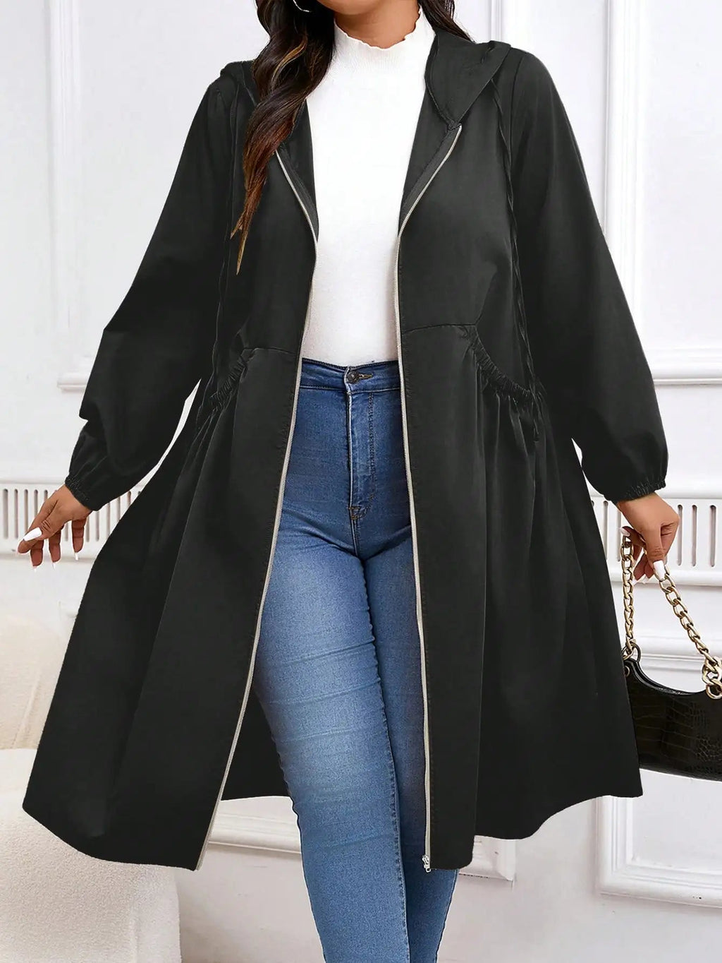 Wendy | Women's Comfortable Plus Size Hooded Coat Belly Friendly Fit Autumn Winter