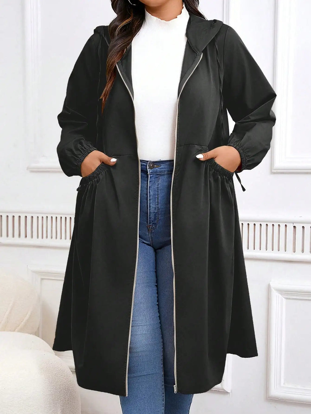 Wendy | Women's Comfortable Plus Size Hooded Coat Belly Friendly Fit Autumn Winter
