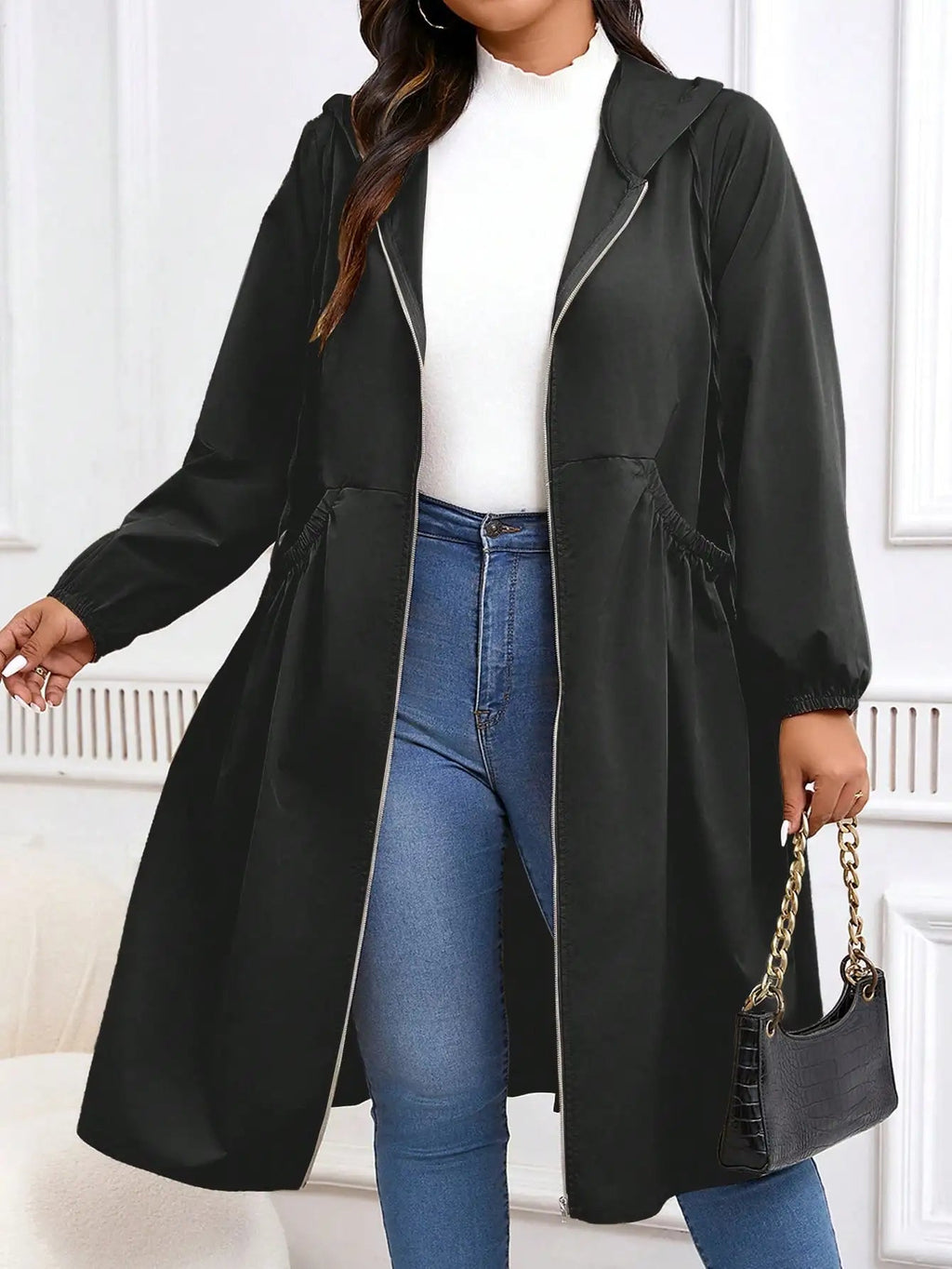 Wendy | Women's Comfortable Plus Size Hooded Coat Belly Friendly Fit Autumn Winter