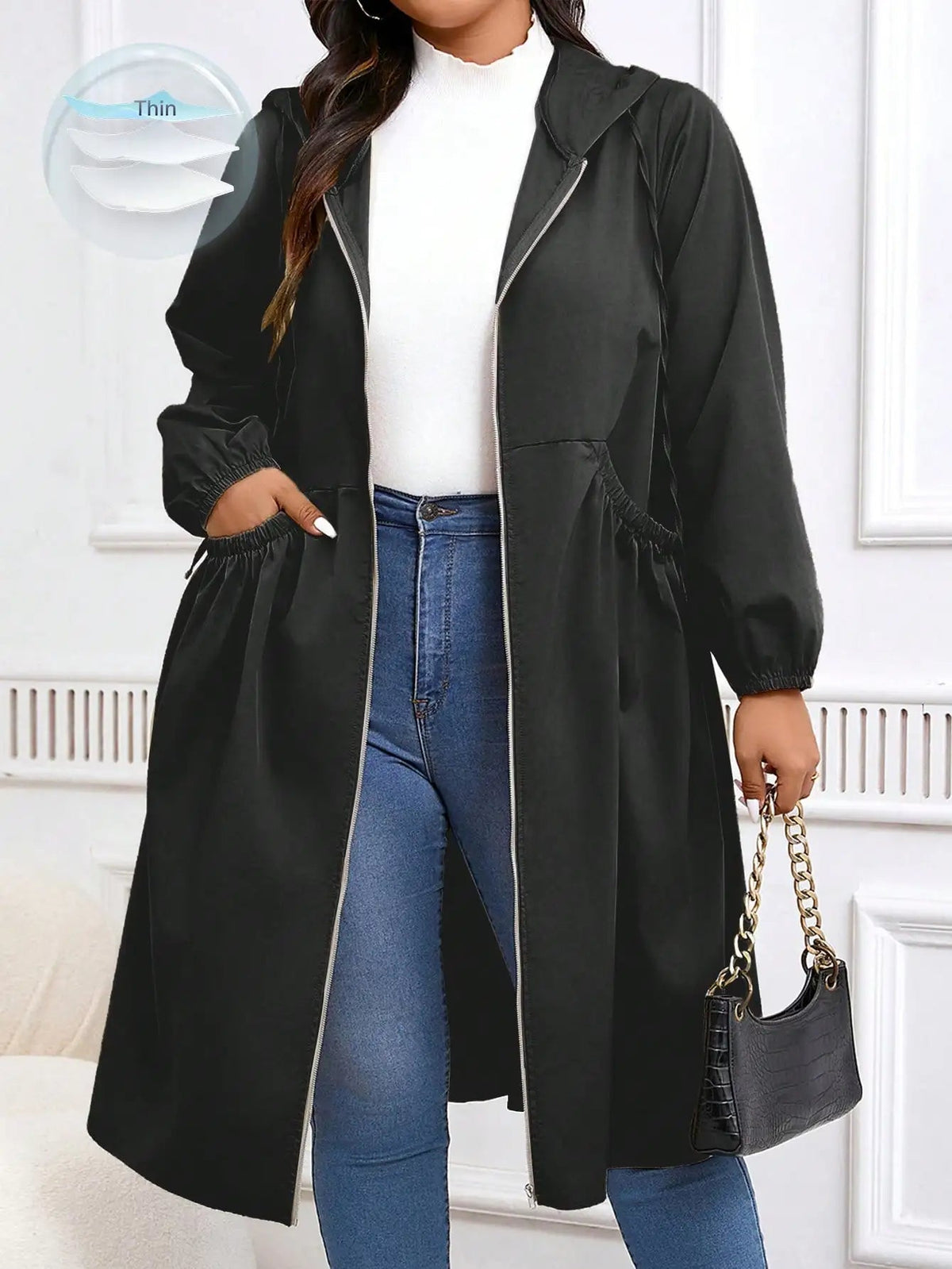 Wendy | Women's Comfortable Plus Size Hooded Coat Belly Friendly Fit Autumn Winter