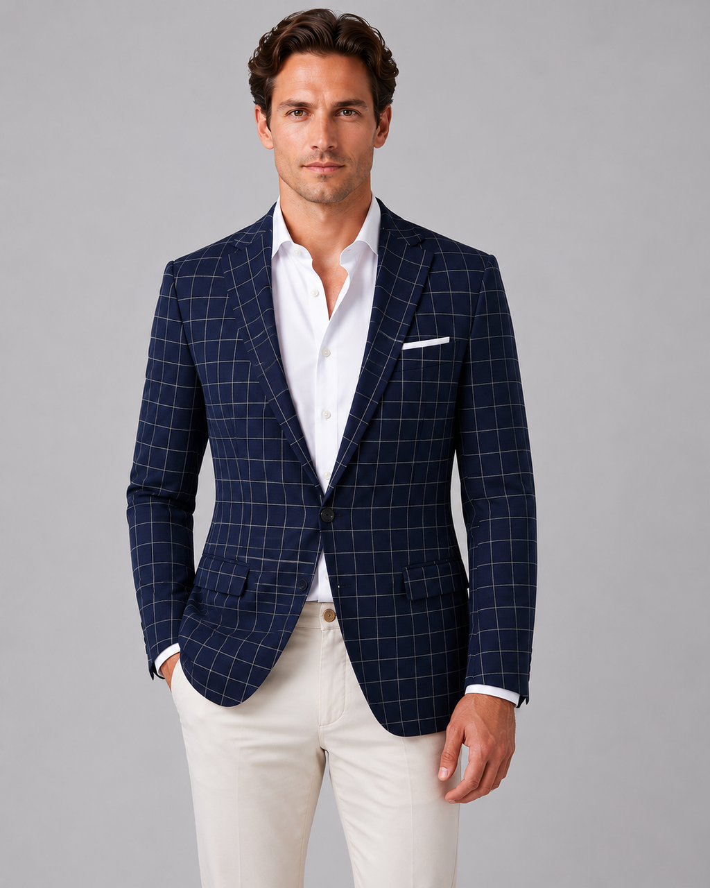 Cassius | Men's Tailored Windowpane Blazer, Smart Check Blazer