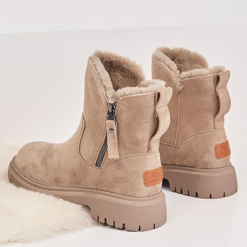 Winnie | Women's Suede Winter Boots Faux Fur Lined Side Zip Lug Sole