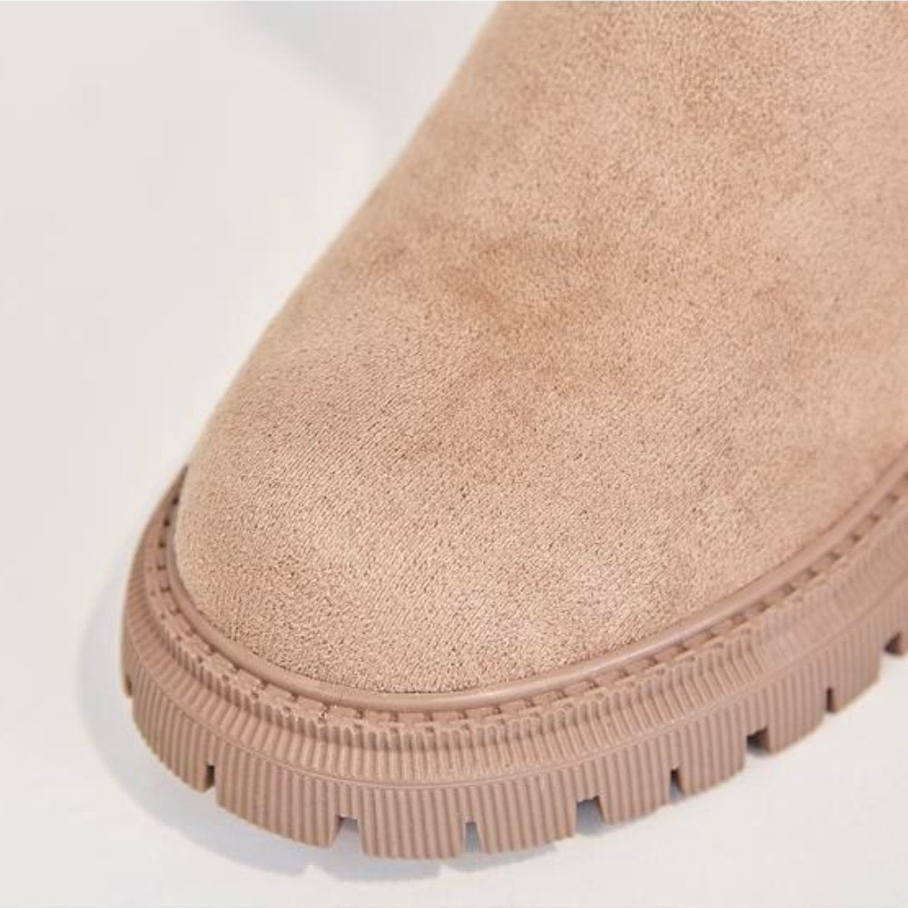 Winnie | Women's Suede Winter Boots Faux Fur Lined Side Zip Lug Sole