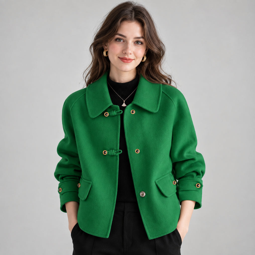 Winnifred | Women's Tweed Blazer Pearl Button Rounded Collar Smart Casual