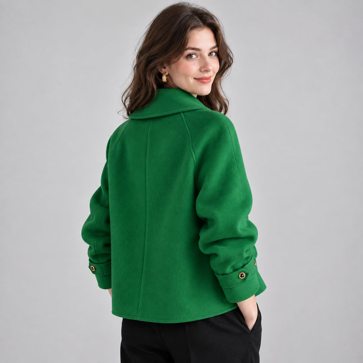 Winnifred | Women's Tweed Blazer Pearl Button Rounded Collar Smart Casual