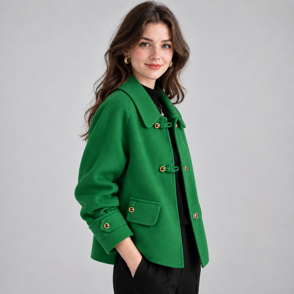 Winnifred | Women's Tweed Blazer Pearl Button Rounded Collar Smart Casual