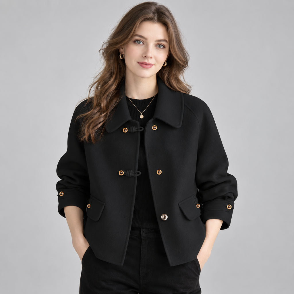 Winnifred | Women's Tweed Blazer Pearl Button Rounded Collar Smart Casual