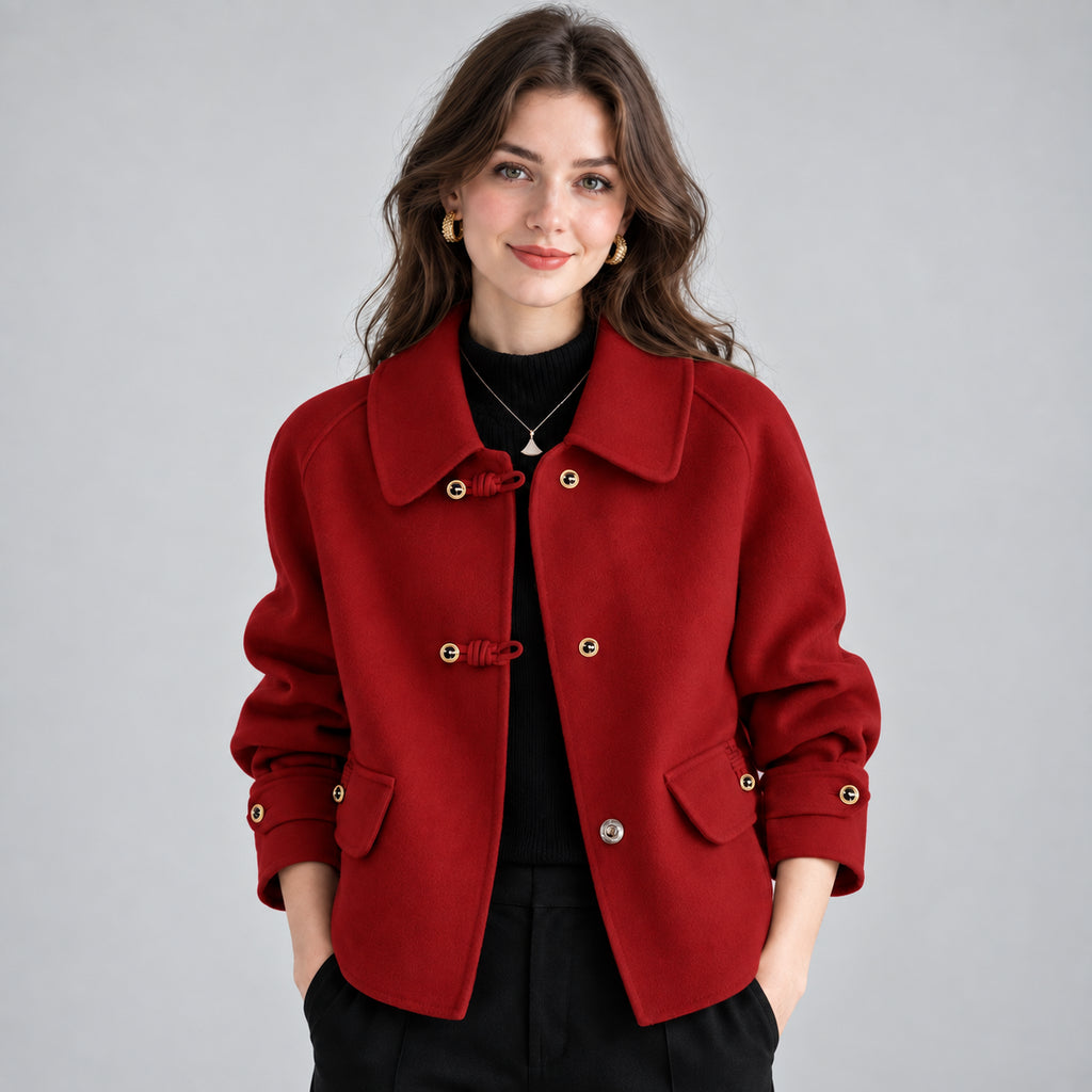 Winnifred | Women's Tweed Blazer Pearl Button Rounded Collar Smart Casual