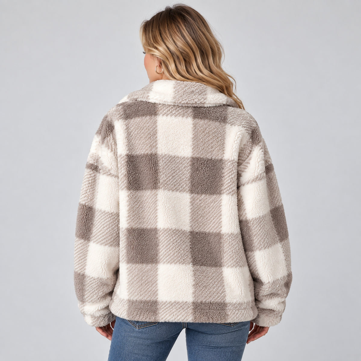 Winslow | Women's Check Shacket Borg Fleece Button Front Autumn Winter