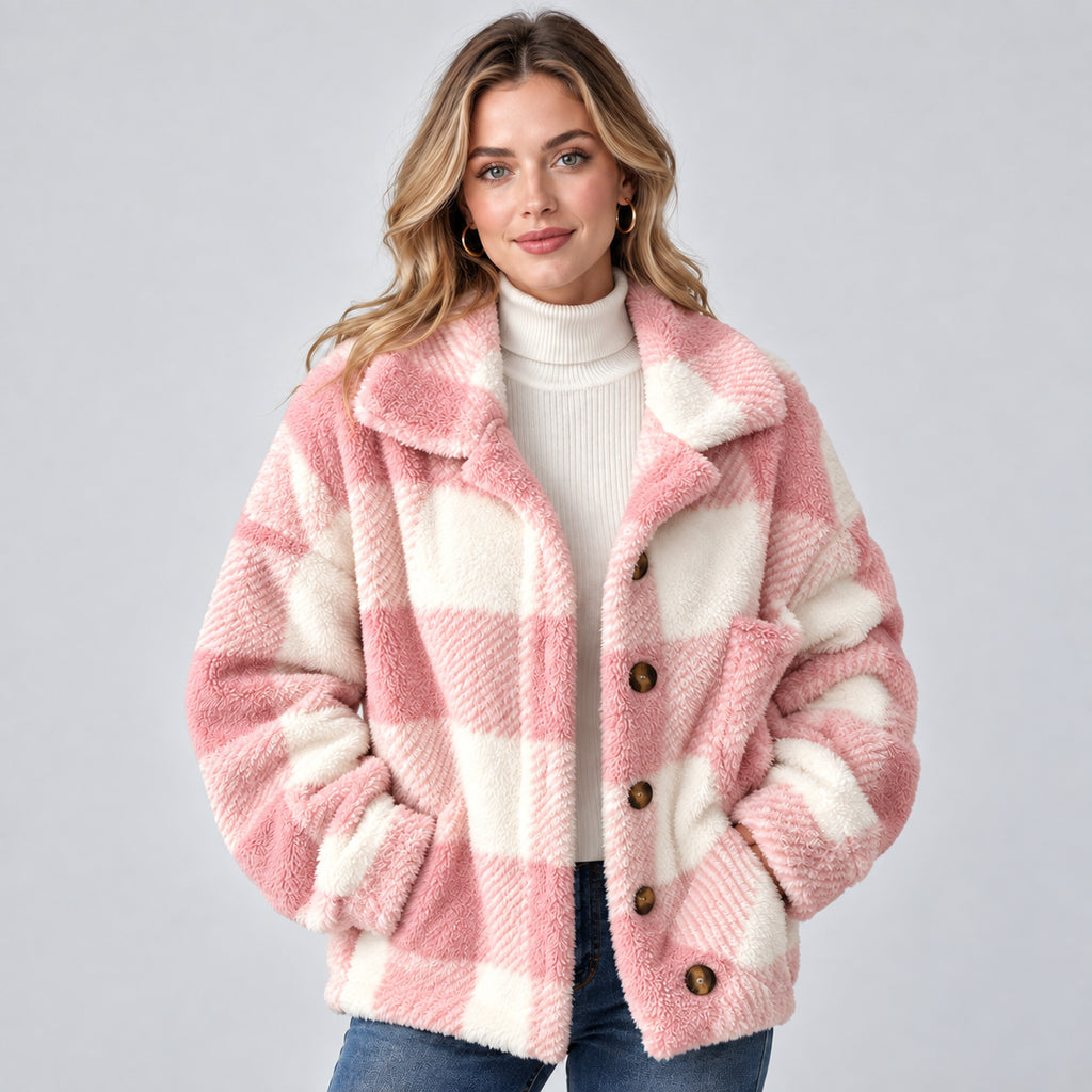 Winslow | Women's Check Shacket Borg Fleece Button Front Autumn Winter