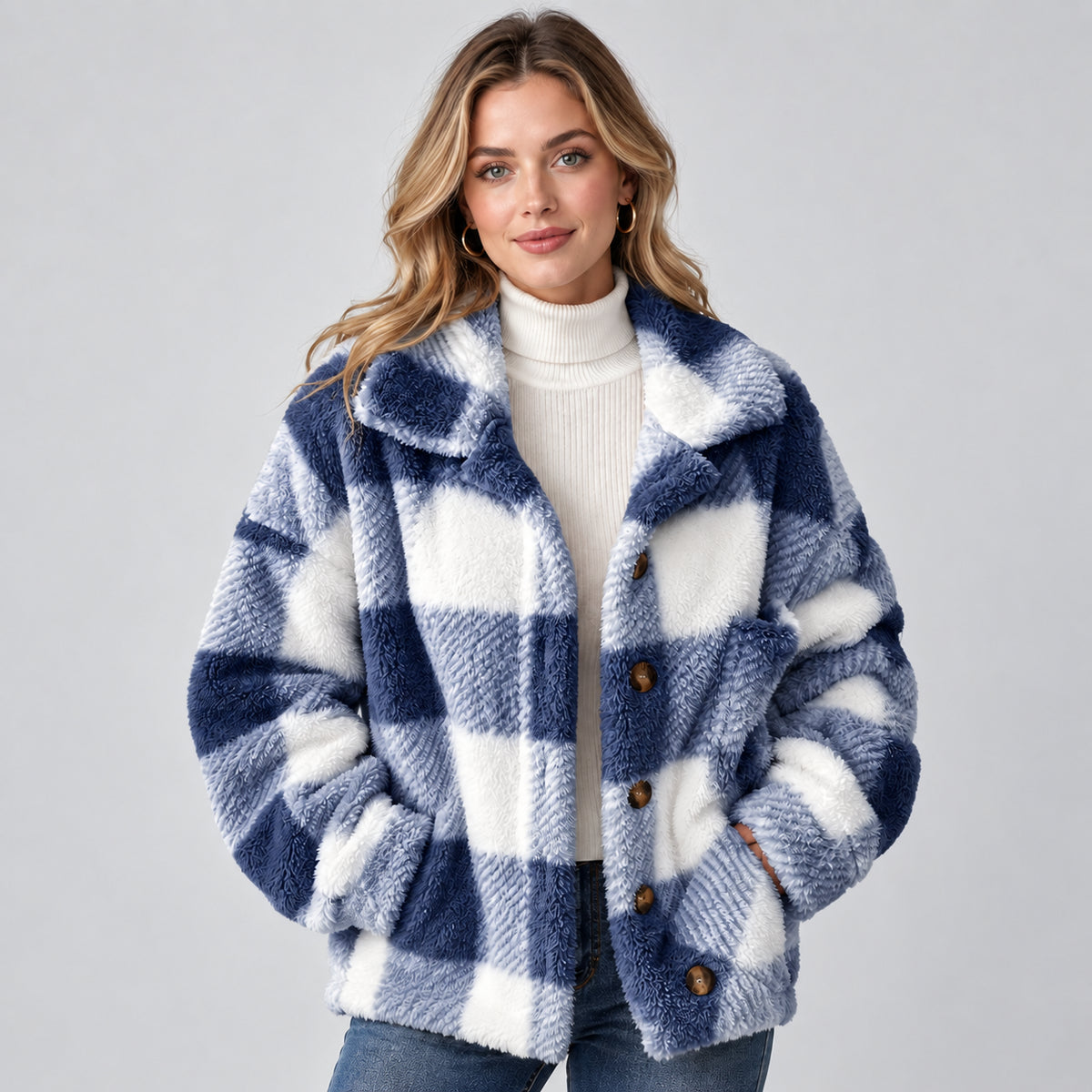 Winslow | Women's Check Shacket Borg Fleece Button Front Autumn Winter