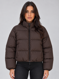 Yara | Women's Cropped Puffer Jacket High Neck Full Zip Padded Coat