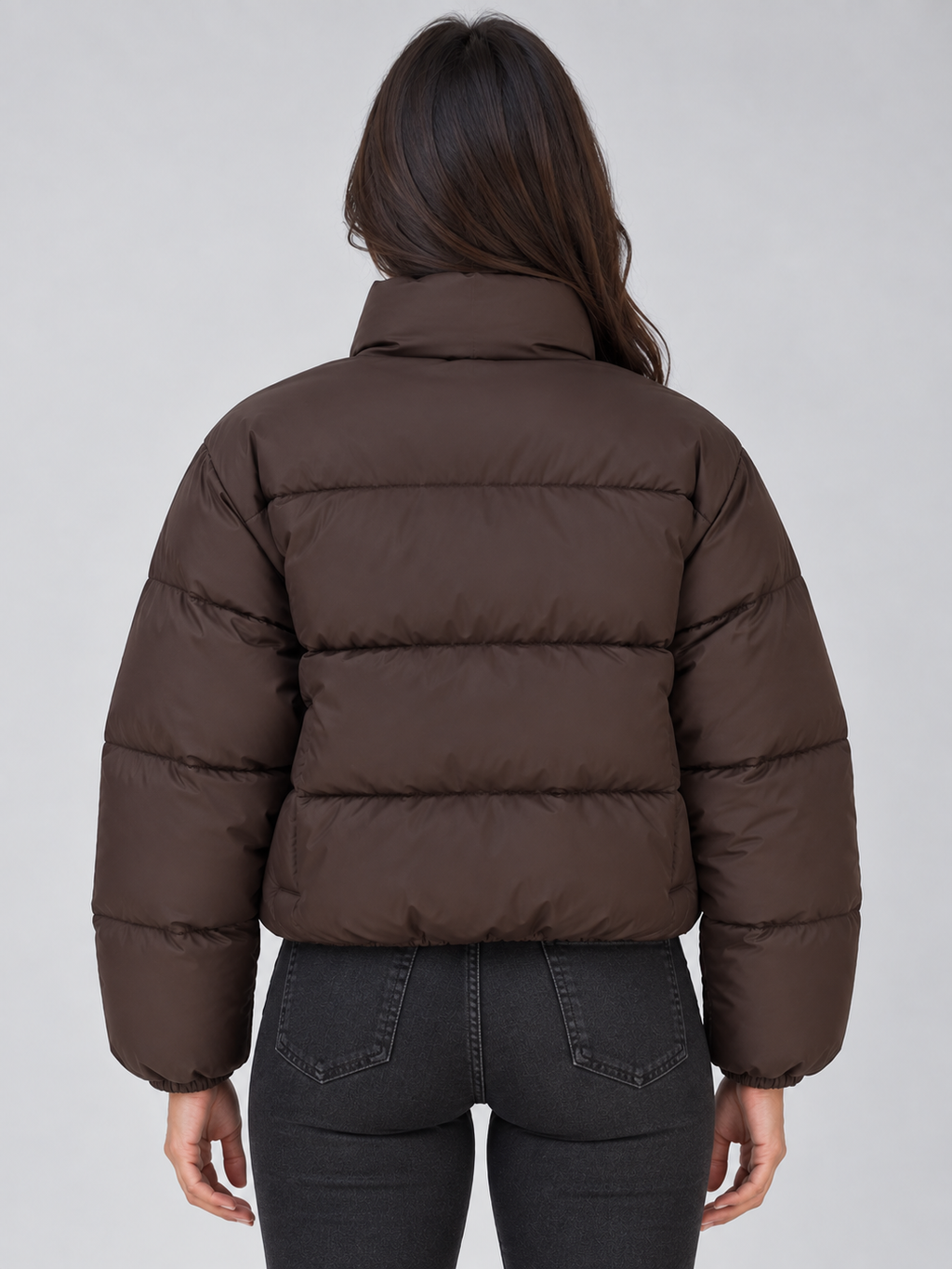 Yara | Women's Cropped Puffer Jacket High Neck Full Zip Padded Coat