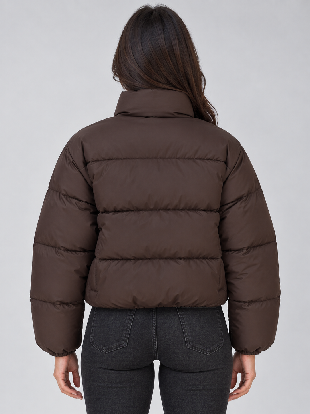 Yara | Women's Cropped Puffer Jacket High Neck Full Zip Padded Coat
