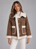 Zelda | Women's Faux Shearling Suede Look Jacket Aviator Style Coat