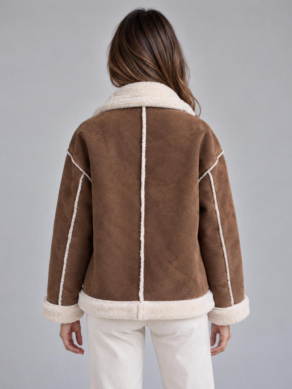 Zelda | Women's Faux Shearling Suede Look Jacket Aviator Style Coat