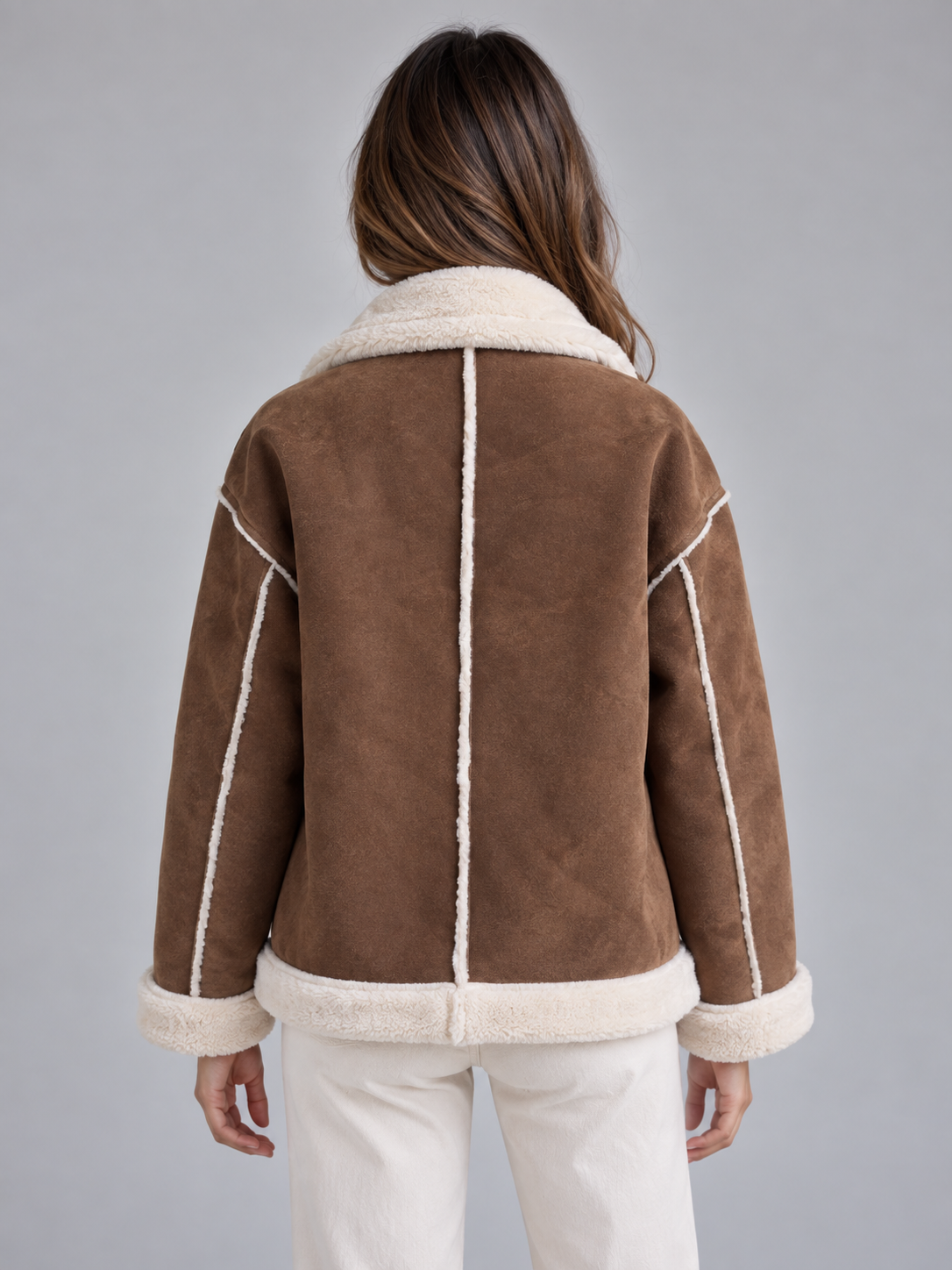 Zelda | Women's Faux Shearling Suede Look Jacket Aviator Style Coat